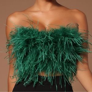 Green Feathered Top